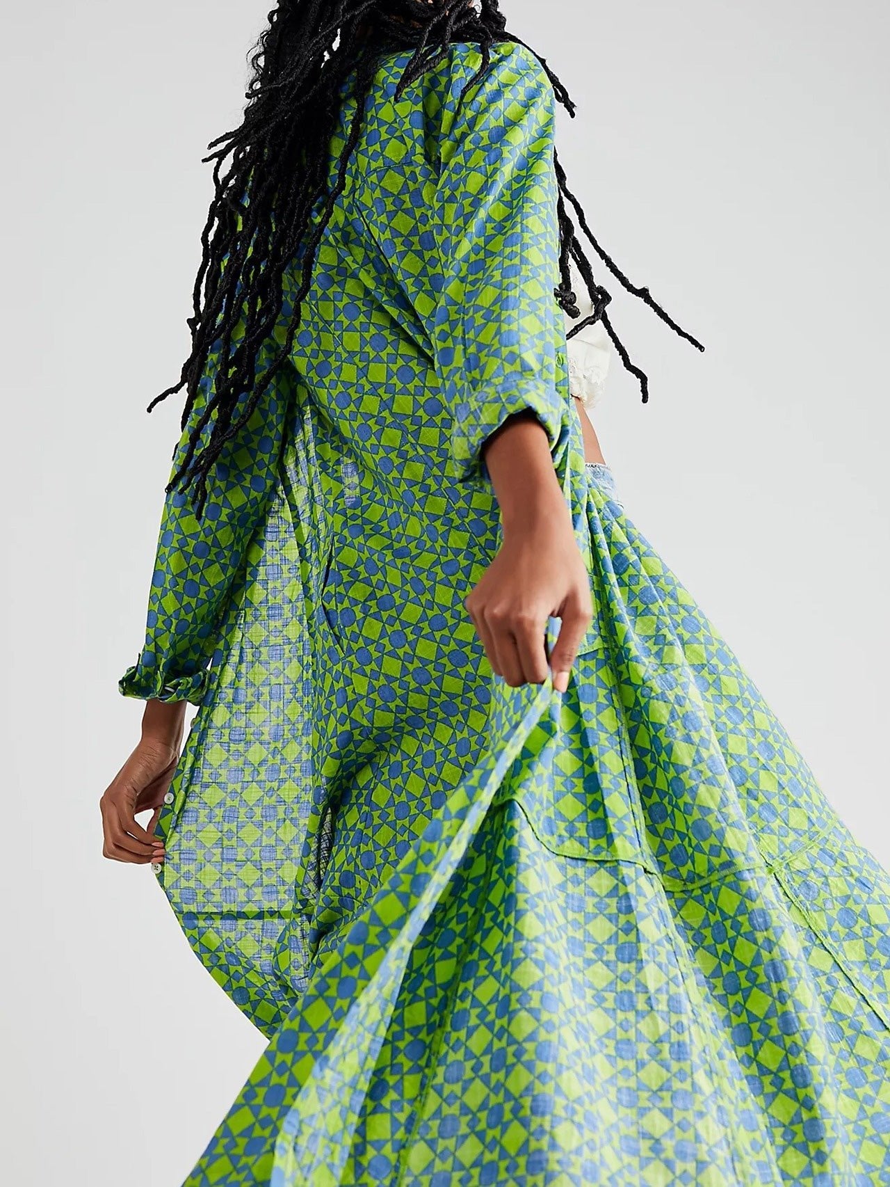 Women's Dresses Printed Single Breasted Long Sleeve Shirt Dress - Maxi Dresses - Instastyled | Online Fashion Free Shipping Clothing, Dresses, Tops, Shoes - 19/09/2022 - Color_Green - Color_Orange